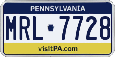 PA license plate MRL7728