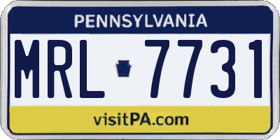 PA license plate MRL7731
