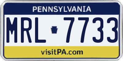 PA license plate MRL7733