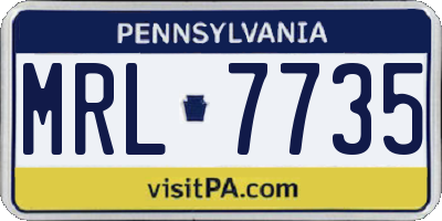 PA license plate MRL7735