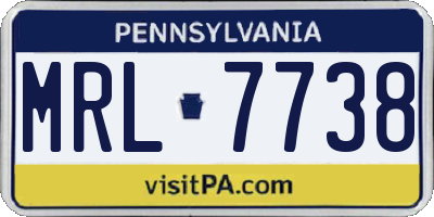 PA license plate MRL7738
