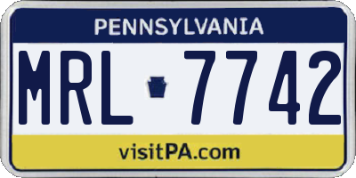 PA license plate MRL7742