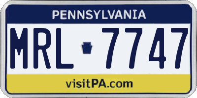 PA license plate MRL7747