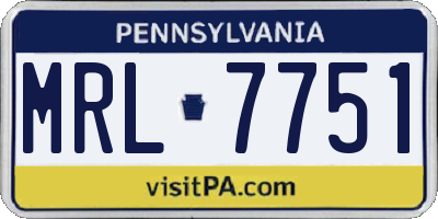 PA license plate MRL7751