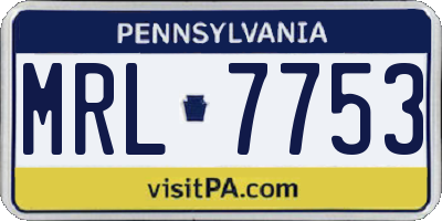 PA license plate MRL7753