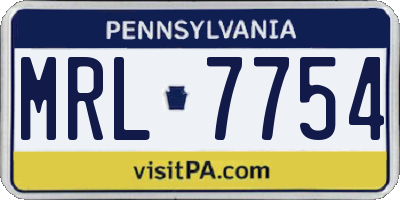 PA license plate MRL7754