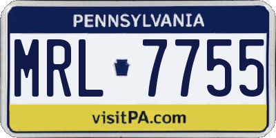 PA license plate MRL7755