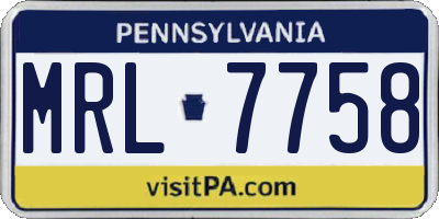 PA license plate MRL7758
