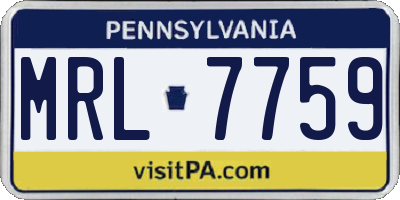 PA license plate MRL7759