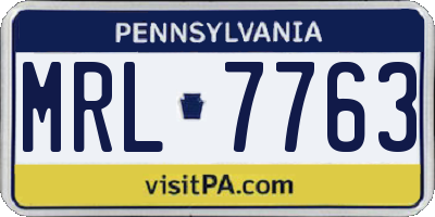 PA license plate MRL7763