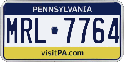 PA license plate MRL7764