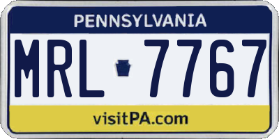 PA license plate MRL7767