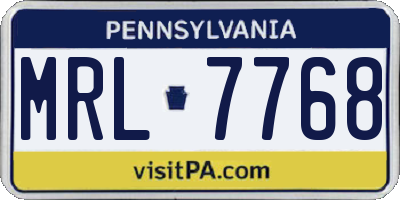 PA license plate MRL7768