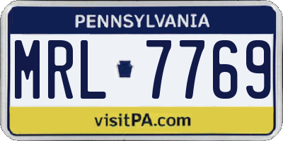 PA license plate MRL7769