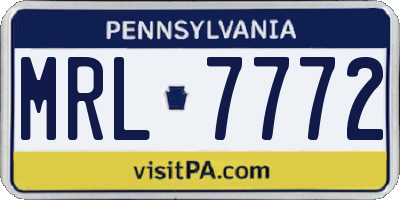 PA license plate MRL7772