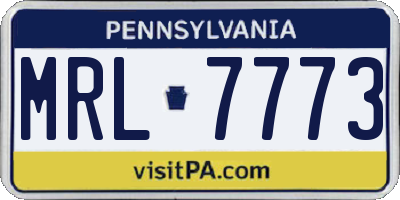 PA license plate MRL7773