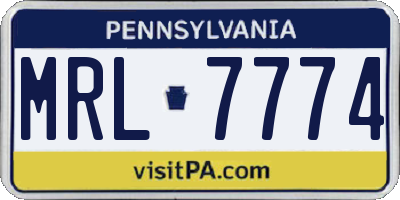 PA license plate MRL7774