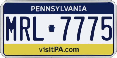 PA license plate MRL7775