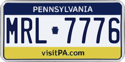 PA license plate MRL7776
