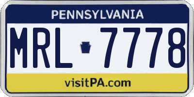 PA license plate MRL7778