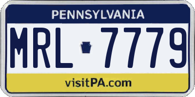 PA license plate MRL7779
