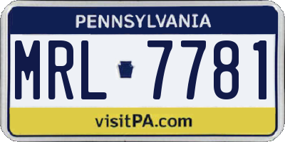 PA license plate MRL7781