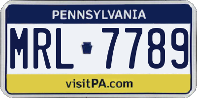 PA license plate MRL7789