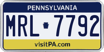 PA license plate MRL7792