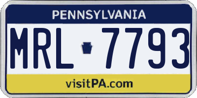 PA license plate MRL7793