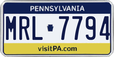 PA license plate MRL7794