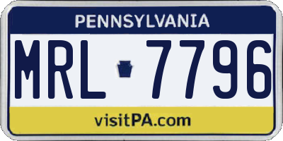 PA license plate MRL7796