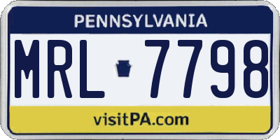 PA license plate MRL7798
