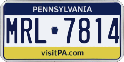 PA license plate MRL7814