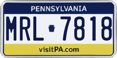 PA license plate MRL7818