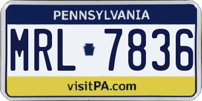 PA license plate MRL7836