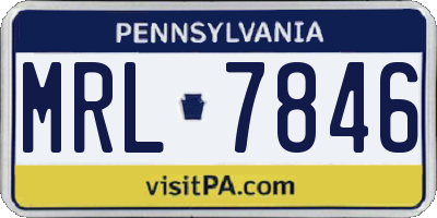 PA license plate MRL7846