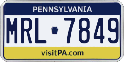 PA license plate MRL7849