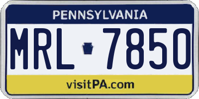 PA license plate MRL7850