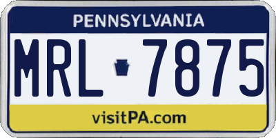 PA license plate MRL7875