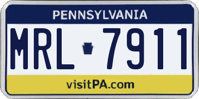 PA license plate MRL7911