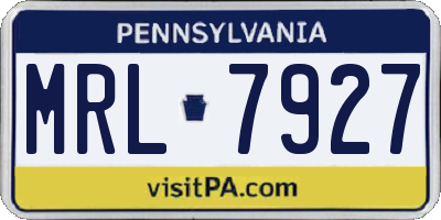 PA license plate MRL7927