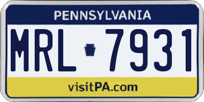 PA license plate MRL7931