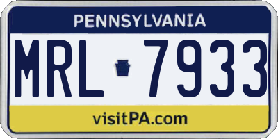 PA license plate MRL7933