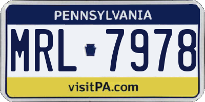 PA license plate MRL7978