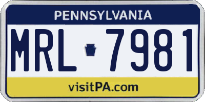 PA license plate MRL7981