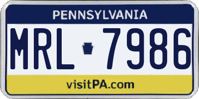 PA license plate MRL7986