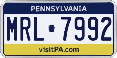 PA license plate MRL7992