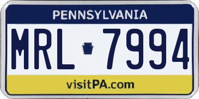 PA license plate MRL7994