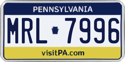 PA license plate MRL7996