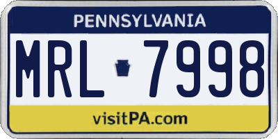 PA license plate MRL7998